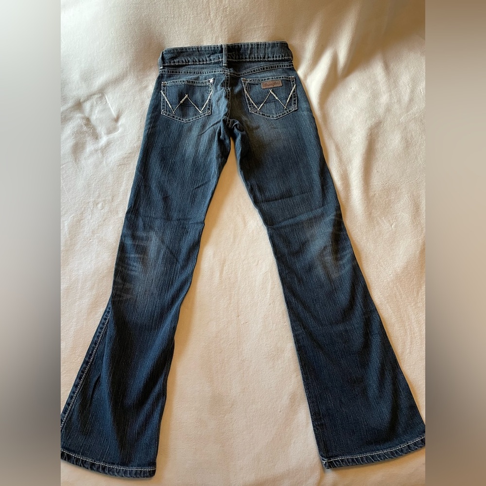 Wrangler “Premium Patch” Mid Rise Bootcut Jeans (36” inseam)